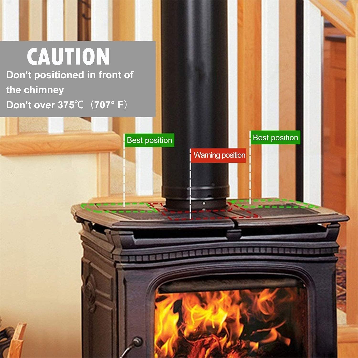 Heat Powered Stove Fan, 4 Blades, Non-Electric for Wood Stove Fireplace, Pack of 2 H138512