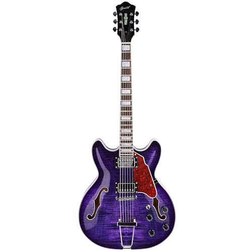 GROTE Jazz Electric Guitar Semi-Hollow Body with Gig Bag, Black Y60488