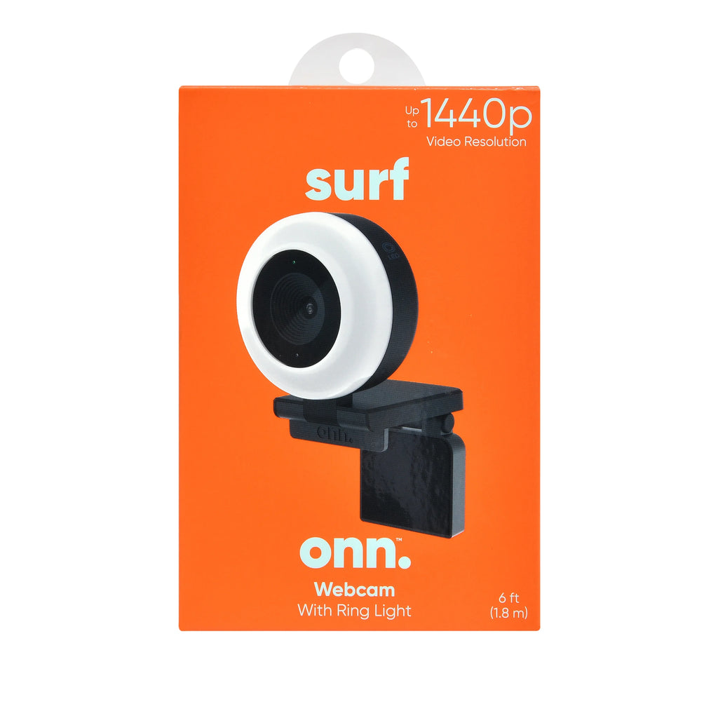 onn. Webcam with Ring Light, Autofocus, Built-in Microphone B37912