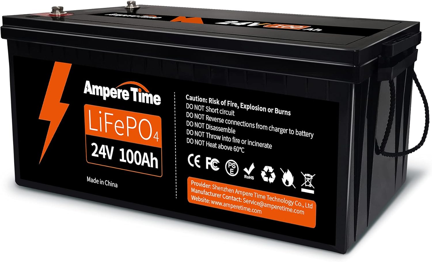 Ampere Time 12V 200Ah Plus LiFePO4 Battery with 200A BMS N84511