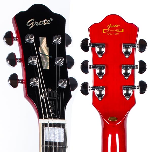 GROTE Jazz Electric Guitar Semi-Hollow Body with Gig Bag, Black Y60488