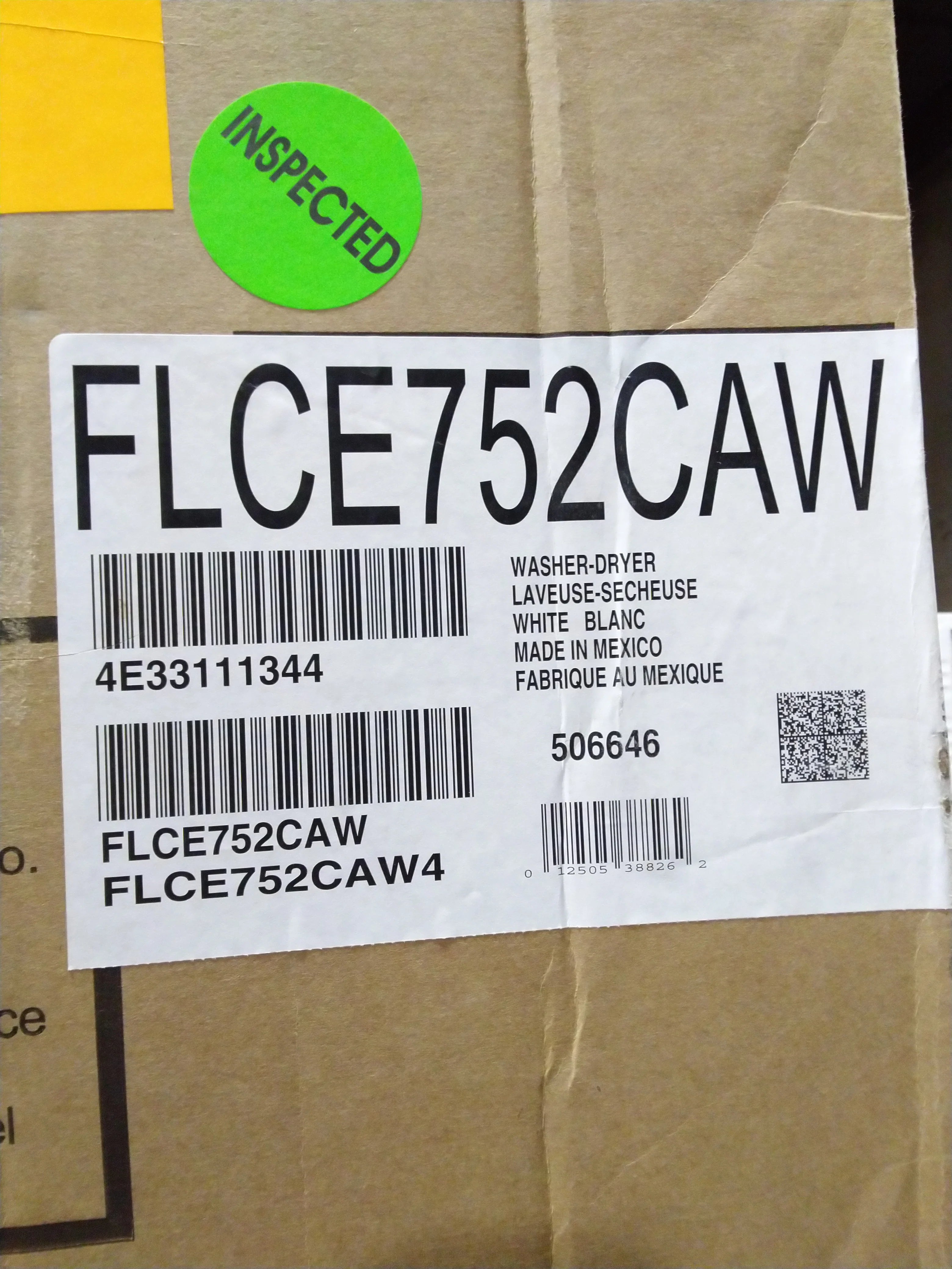 FRIGIDAIRE 27 in. White Electric Laundry Center Washer and Dryer J26050