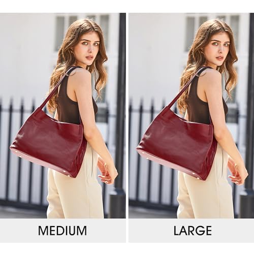 Kattee Leather Tote Bag for Women, Casual Shoulder Hobo Purse with Magnetic Snap Closure U606