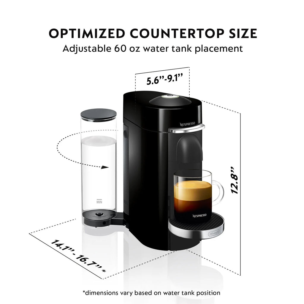Nespresso Vertuo Plus Coffee and Espresso Machine by De'Longhi with Aeroccino, Black Matte Q254