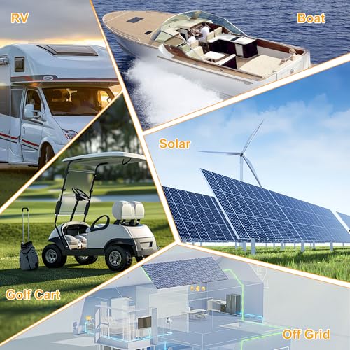 FLLYROWER 12V 100Ah LiFePO4 Battery with BMS for Marine RV Solar I833