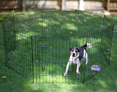 Artmeer Pet Playpen 8 Panels 24 Inch Foldable Dog Fence Kennel, Black N172167