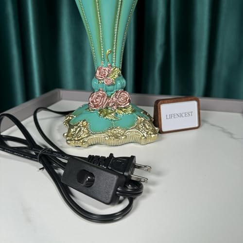 Vintage Floral Fabric Table Lamp with Beaded Lampshade G3551