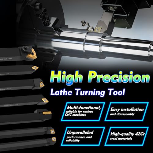 Indexable Lathe Turning Tool 21Pcs Kit 3/8'' 10mm Shank with Carbide Inserts Z5376