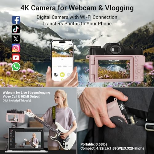 4K 56MP Digital Camera with WiFi and Flip Screen X96040