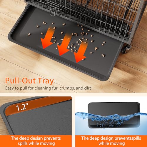 Heavy Duty Metal Dog Crate with Shelves, Indoor Outdoor Pet Kennel Y8516