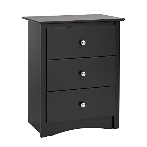 Prepac Sonoma Tall Nightstand with 3 Drawers, Black Q28004