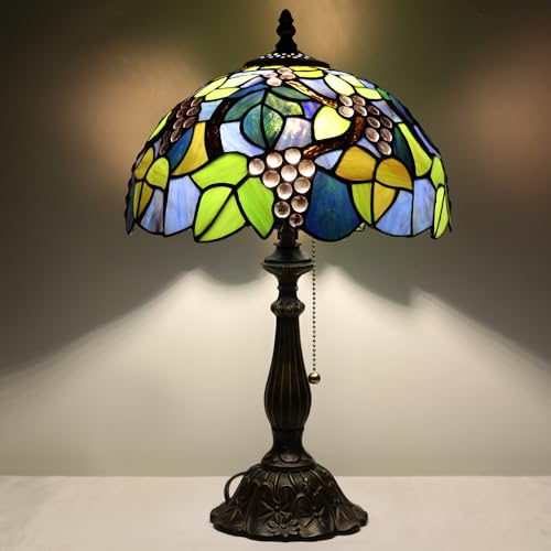 Tiffany Stained Glass Table Lamp Sea Blue Pear J2662