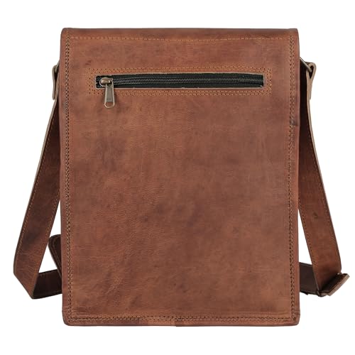 Leather Crossbody Bag Messenger Satchel for Men and Women, Brown P148