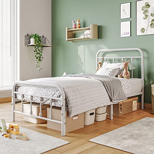 Vintage Full Size Metal Bed Frame with Headboard and Footboard, Black Z946901