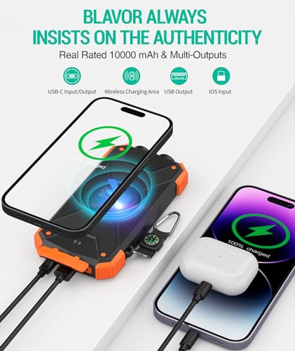 BLAVOR Solar Charger Power Bank 10,000mAh, Wireless, 20W USB-C S38060