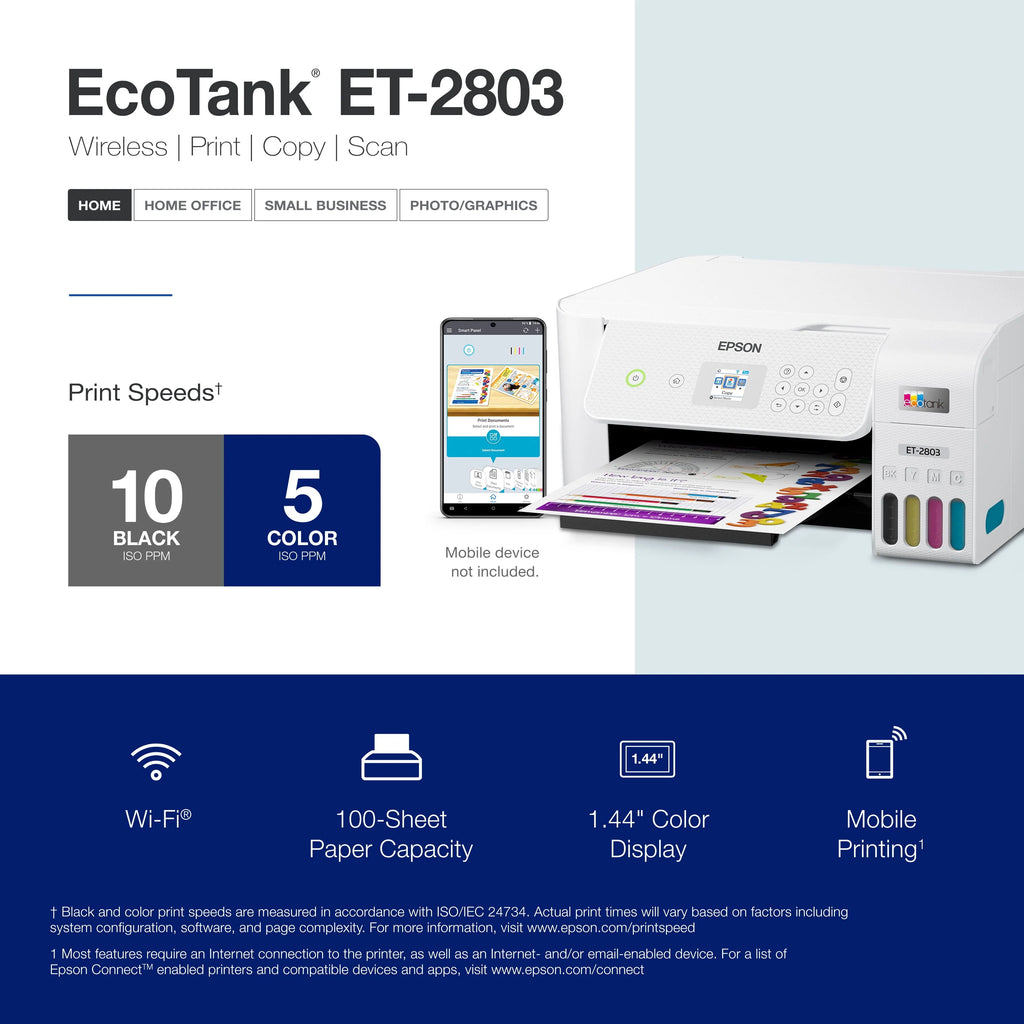 Epson EcoTank ET-2803 Wireless All-in-One Printer Y9127