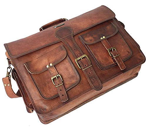 Vintage Leather Messenger Bag for Men with 18 Inch Laptop Compartment I17180