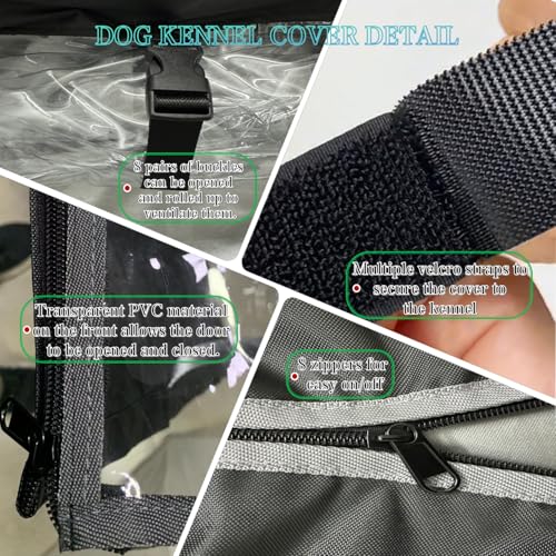 NGB Outdoor Dog Kennel Cover, 600D Heavy Duty Waterproof, Black W2510