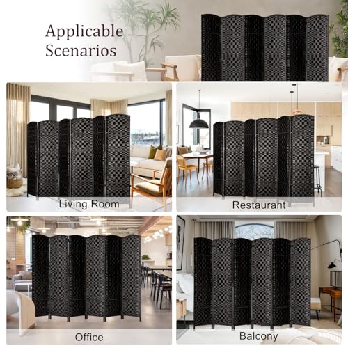 Rose Home Fashion 6 ft Tall Room Divider 4 Panel Folding Privacy Screen, Dark Coffee C8634