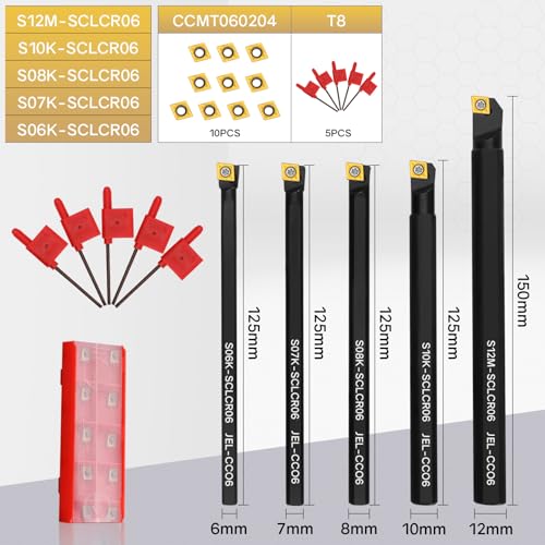 Indexable Lathe Turning Tool 21Pcs Kit 3/8'' 10mm Shank with Carbide Inserts Z5376