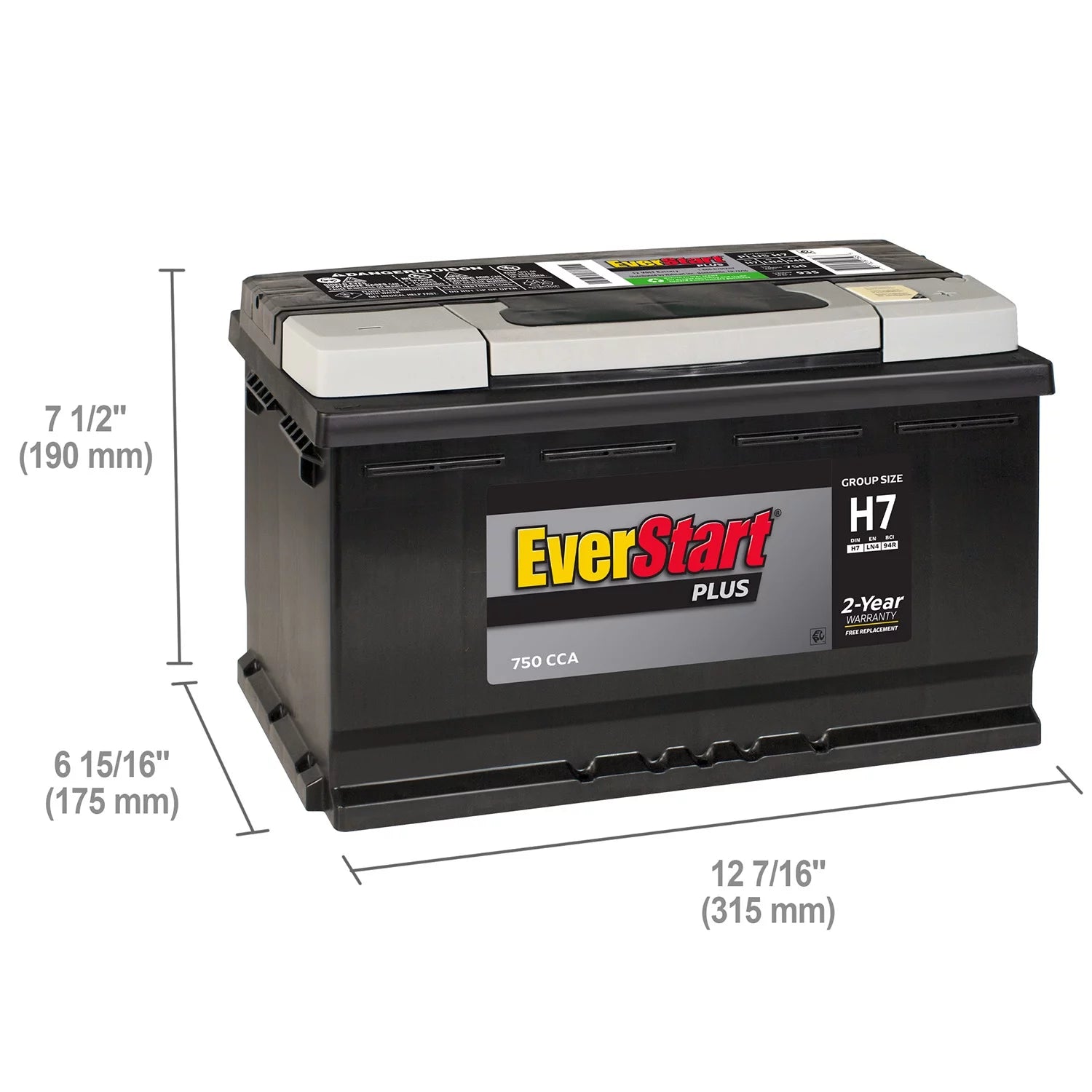 EverStart Plus Lead Acid Automotive Battery Group Size H7 12V 750 CCA N722