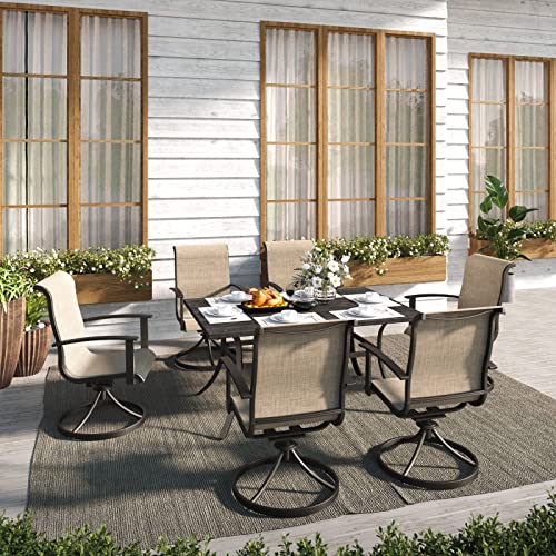 7-Piece Patio Dining Set for 6 with Swivel Chairs and Rectangular Table P2318