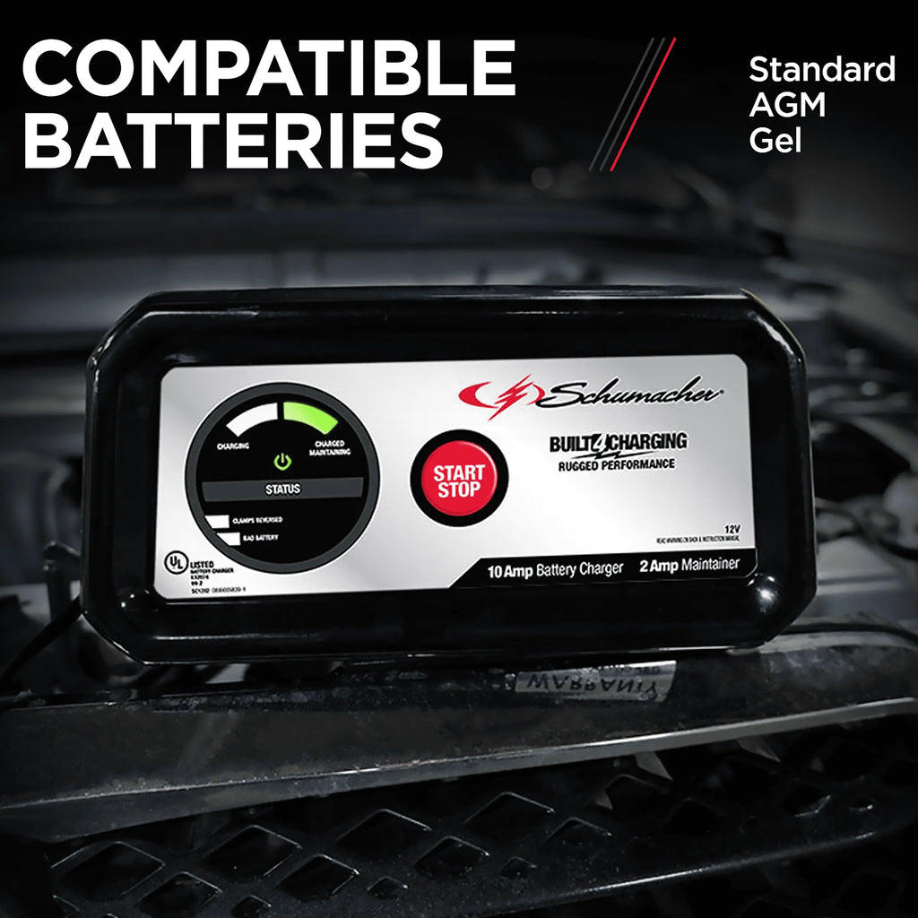 Schumacher SC1282 10-Amp 12V Automatic Battery Charger and Maintainer N185