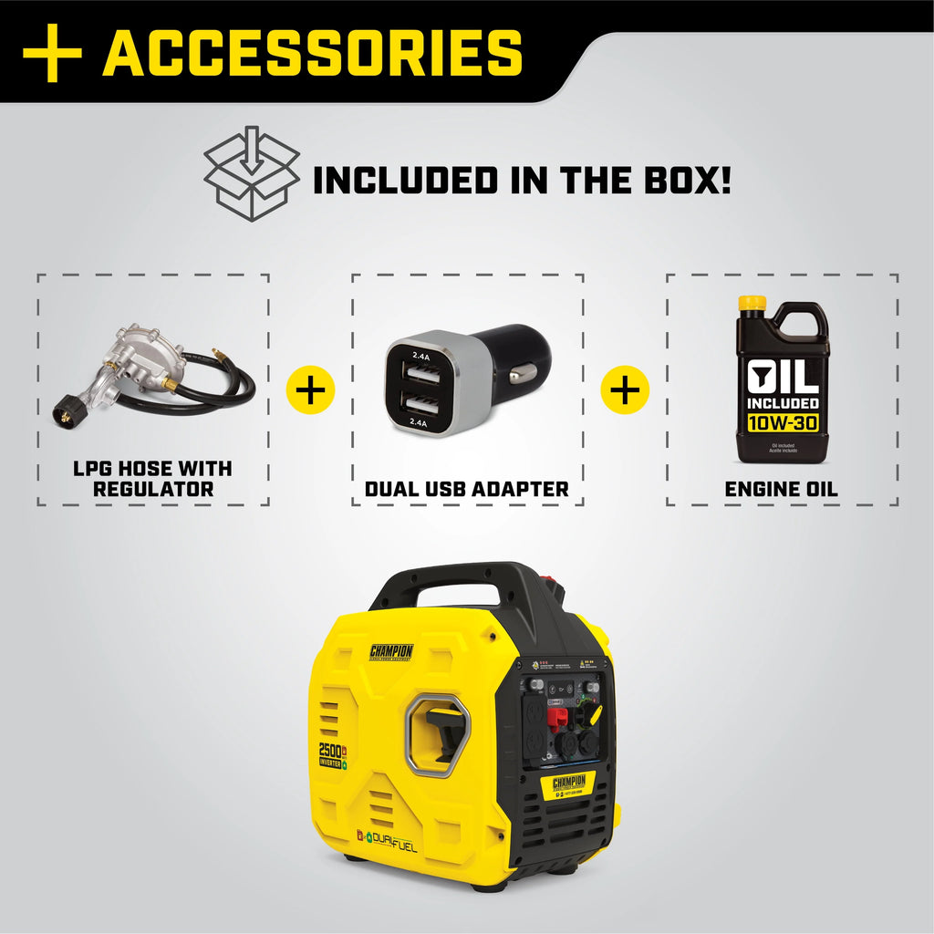 Champion Power Equipment 2500-Watt Ultralight Dual Fuel Inverter Generator O8532