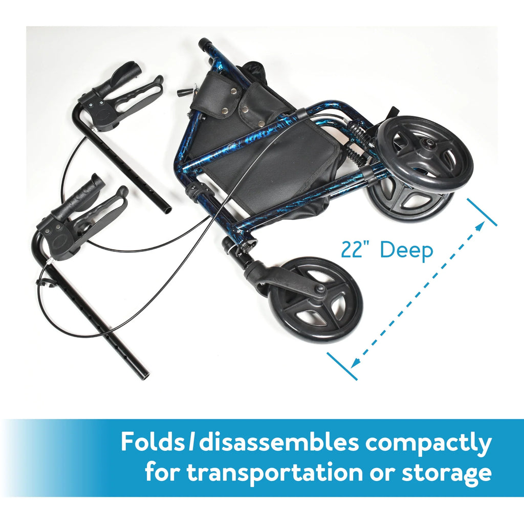 Carex Aluminium 3 Wheel Rollator Walker for Seniors, Height Adjustable Y94999