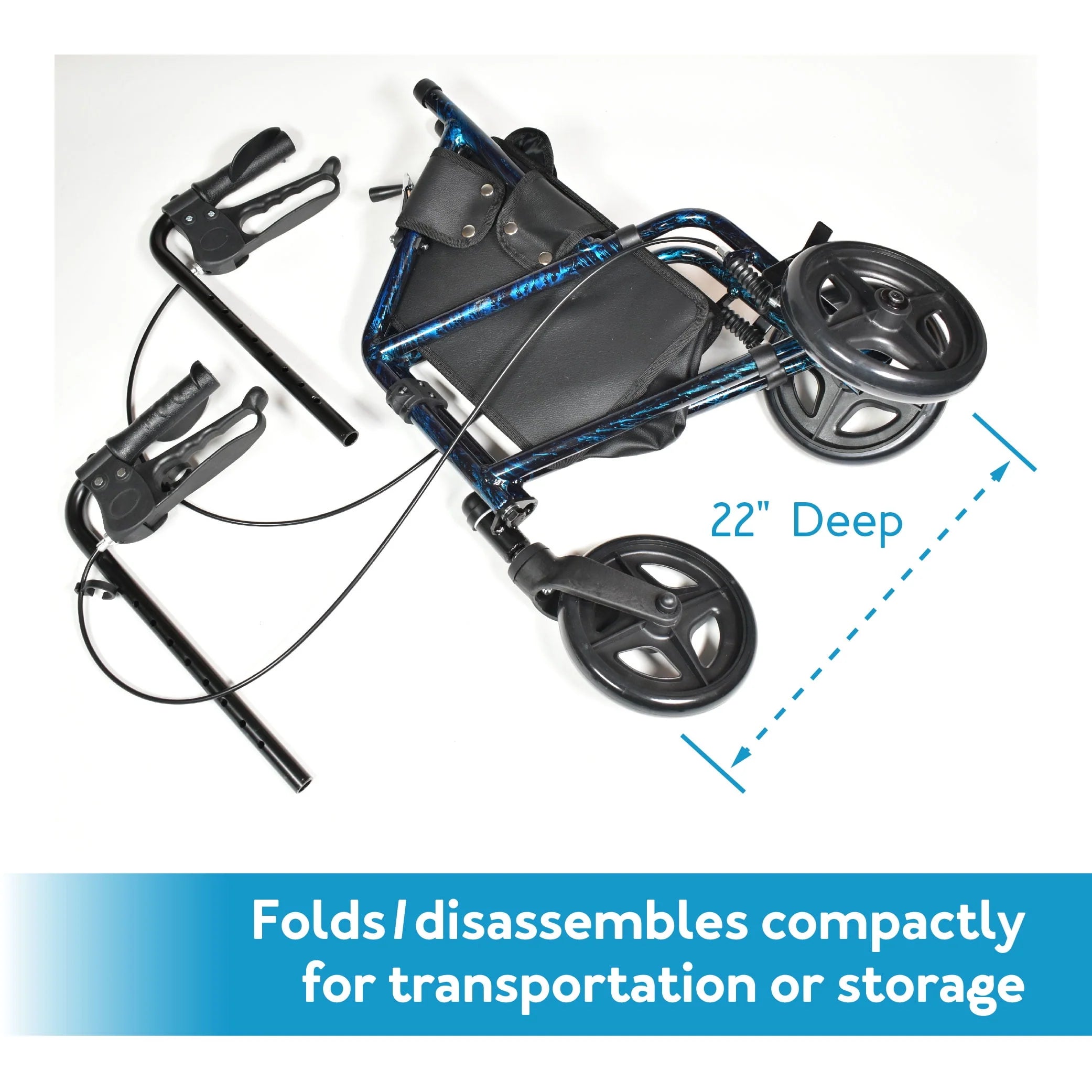 Carex Aluminium 3 Wheel Rollator Walker for Seniors, Height Adjustable Y94999