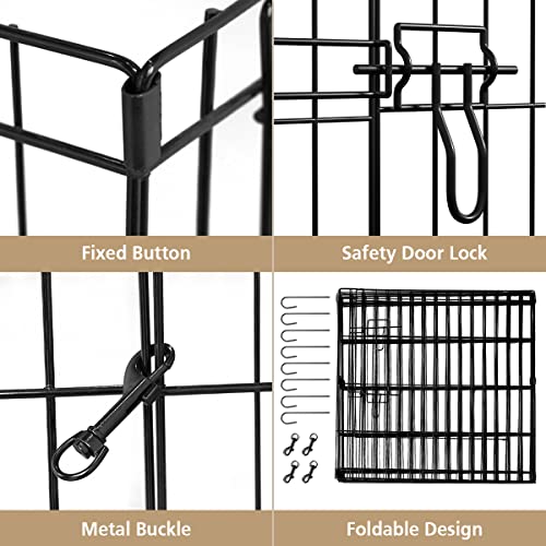 Artmeer Pet Playpen 8 Panels 24 Inch Foldable Dog Fence Kennel, Black N172167