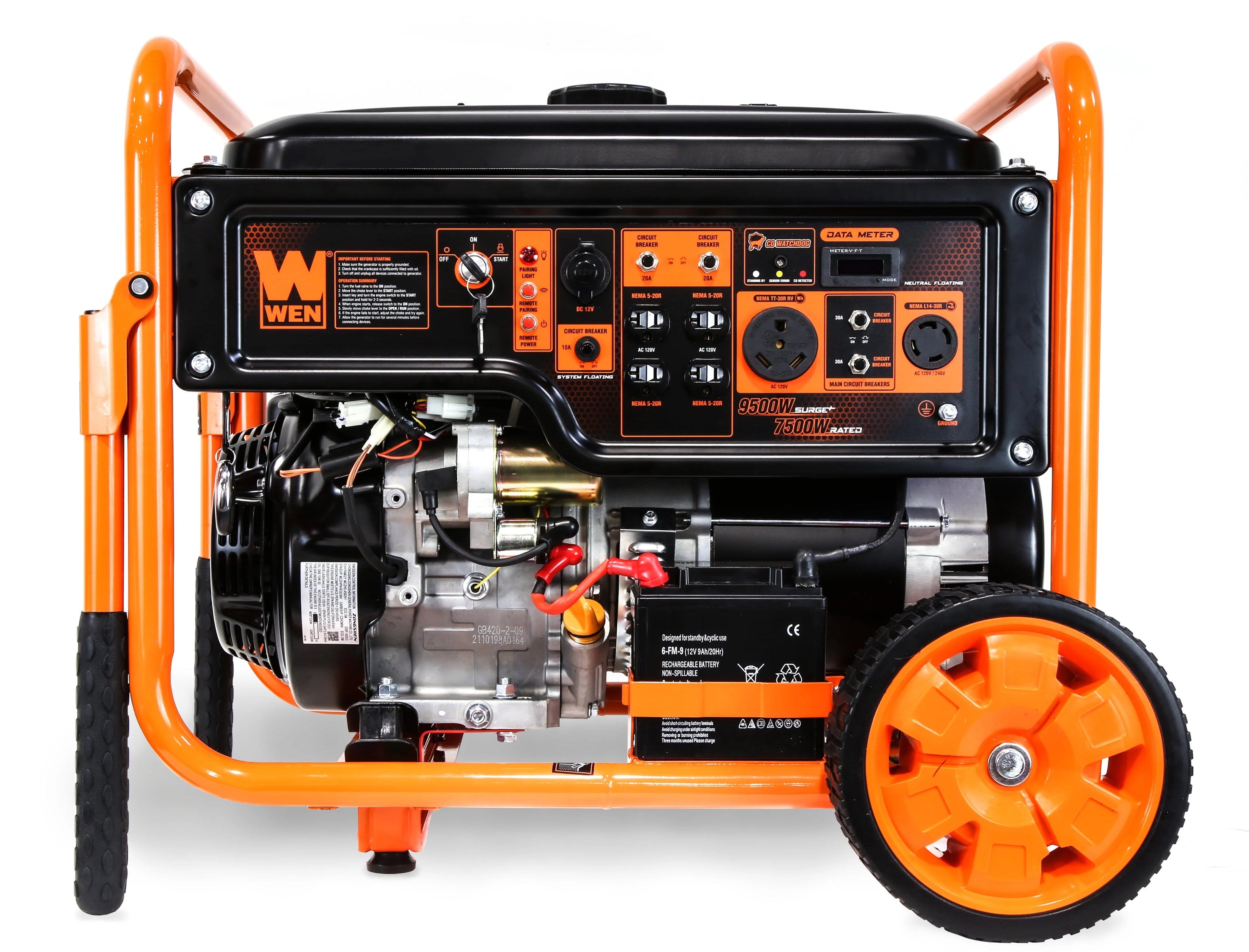 WEN 9500-Watt 420cc Portable Generator with Remote Electric Start M26225