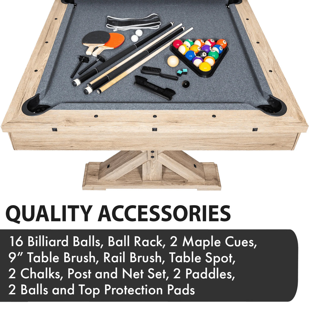Freetime Fun Rockford 7-ft 3 in 1 Multi Game Pool Table with Dining and Table Tennis Tables F315982