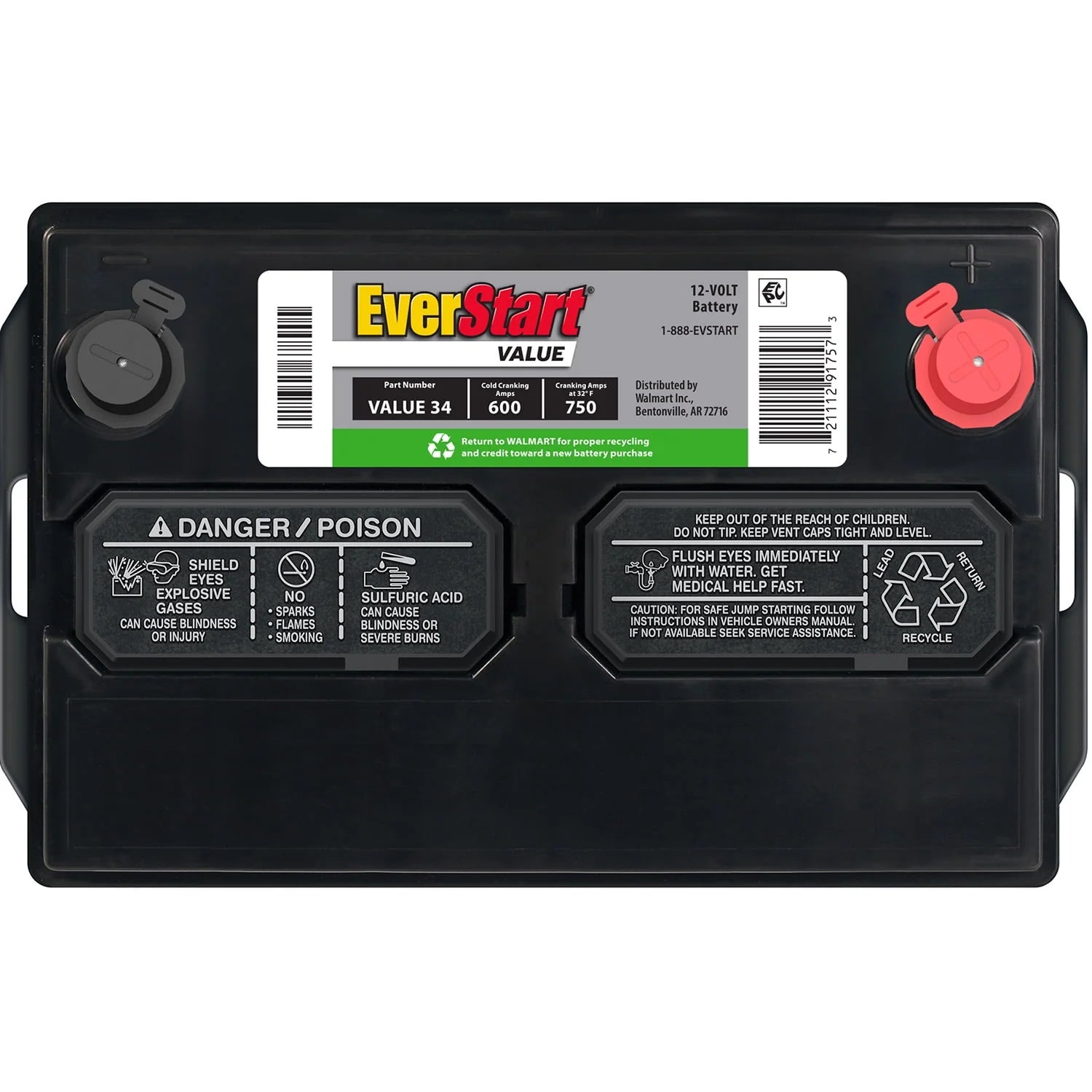 EverStart Value Lead Acid Automotive Battery Group Size 34 12V 600 CCA C840