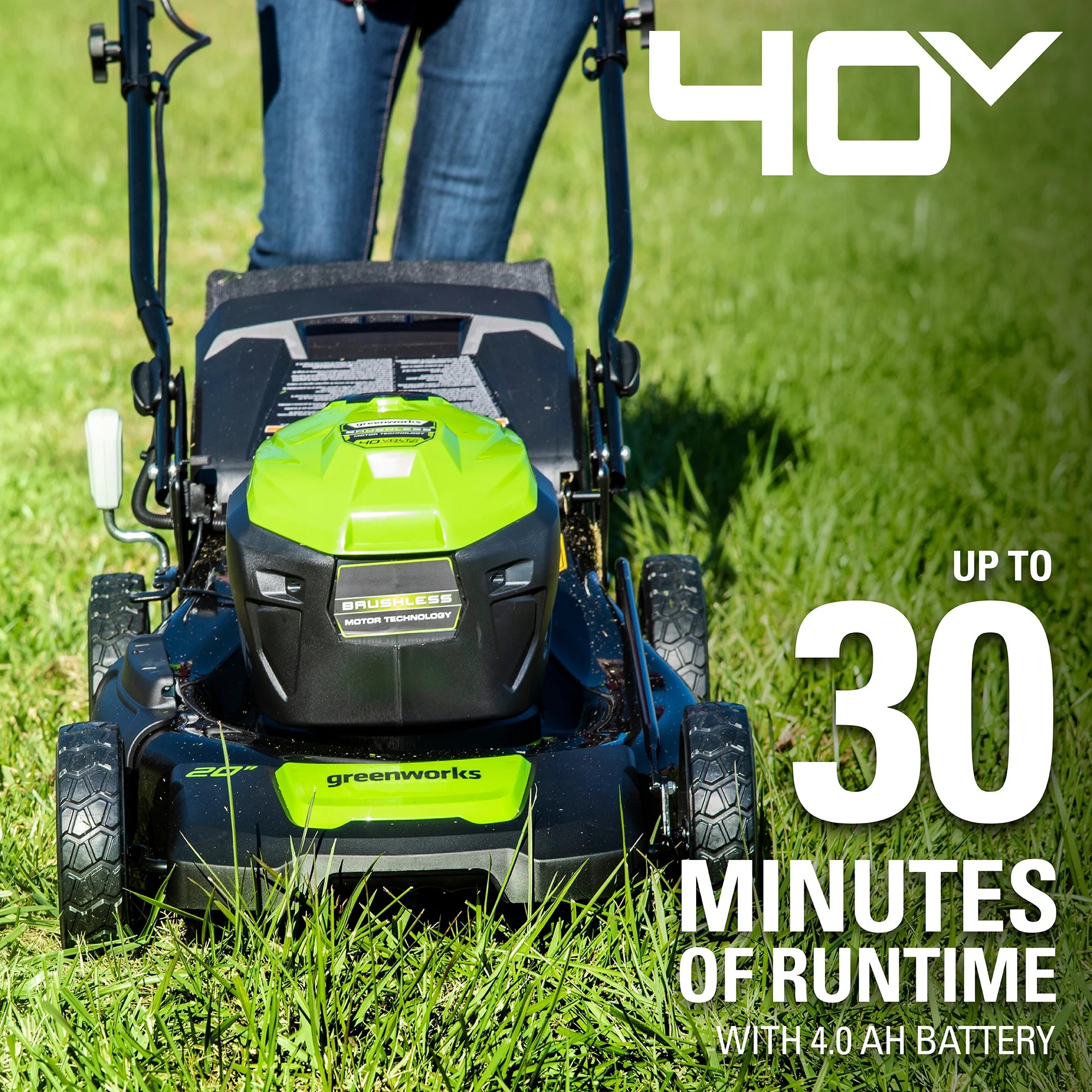 Greenworks 40V 20" Brushless Push Lawn Mower with Battery & Charger C7079