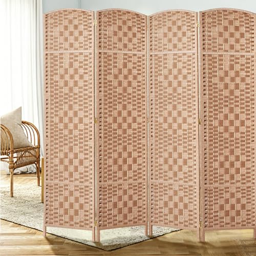 Rose Home Fashion 6 ft Tall Room Divider 4 Panel Folding Privacy Screen, Dark Coffee C8634