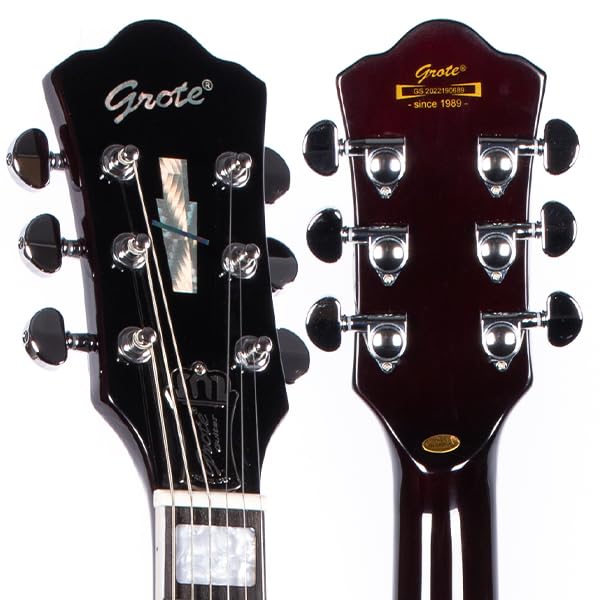 GROTE Jazz Electric Guitar Semi-Hollow Body with Gig Bag, Black Y60488