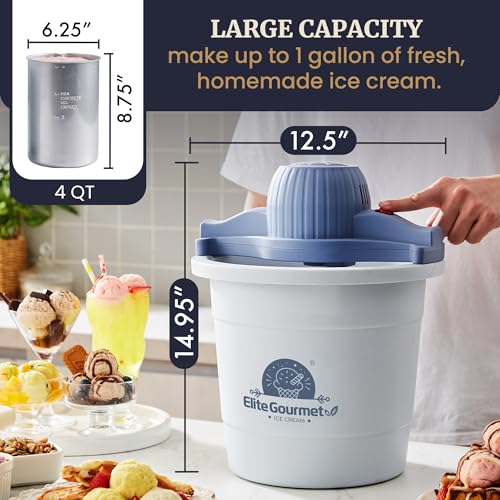 Elite Gourmet 4Qt Electric Ice Cream Maker EIM350 R28527