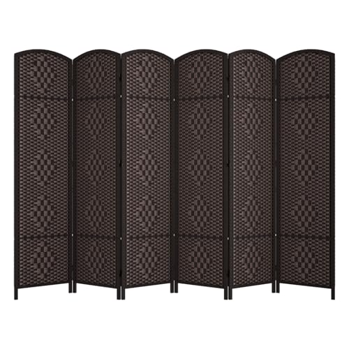 Rose Home Fashion 6 ft Tall Room Divider 4 Panel Folding Privacy Screen, Dark Coffee C8634