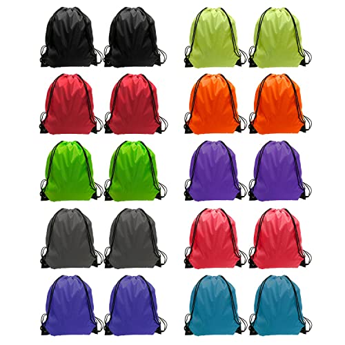 GoodtoU 40 Pack Drawstring Backpacks Waterproof Nylon Cinch Bags for School Gym N792