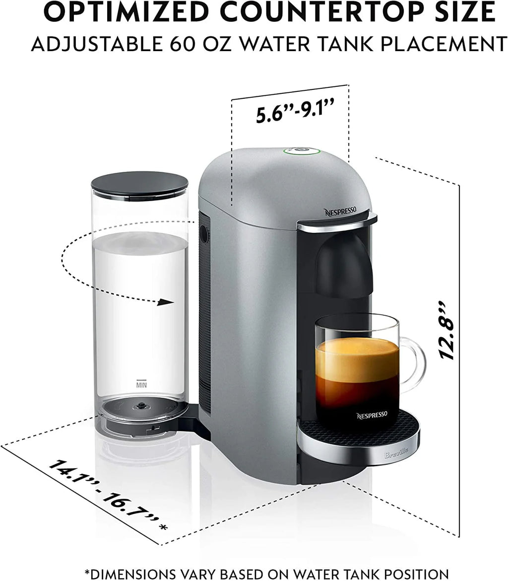 Breville Nespresso VertuoPlus Deluxe Coffee and Espresso Maker, Silver B5325