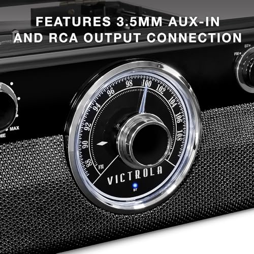 Victrola Metropolitan 4-in-1 Bluetooth Record Player with Built-in Speakers, Grey Z241914