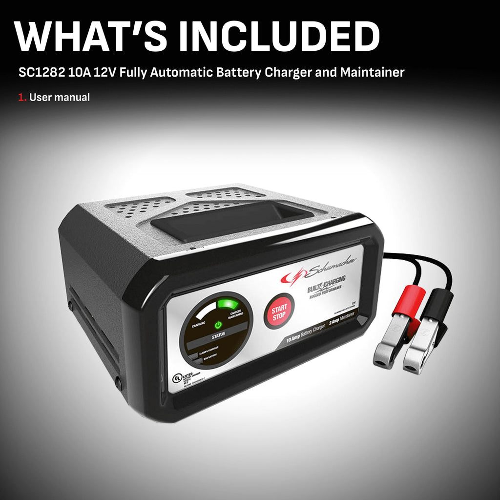 Schumacher SC1282 10-Amp 12V Automatic Battery Charger and Maintainer N185
