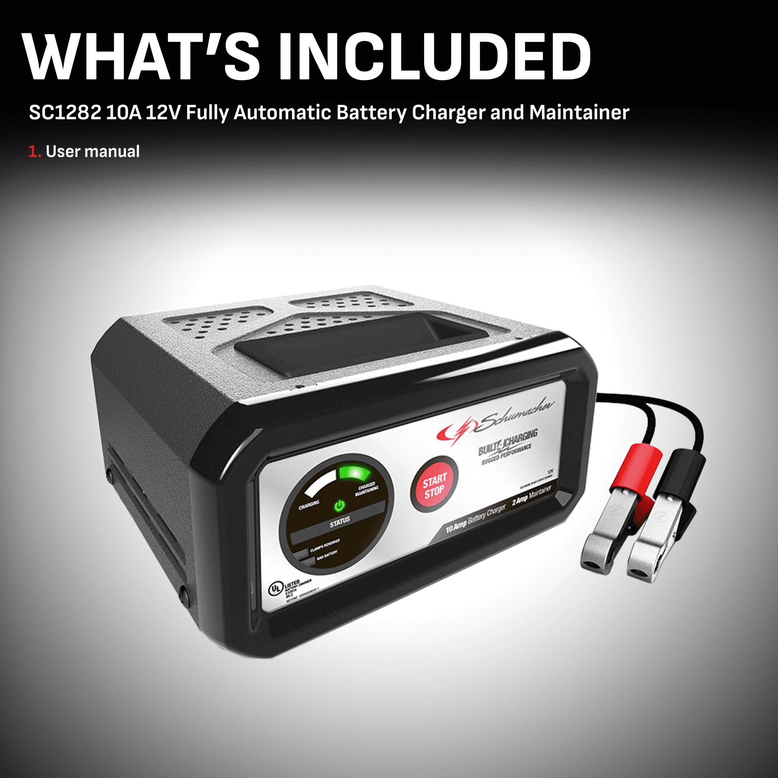 Schumacher SC1282 10-Amp 12V Automatic Battery Charger and Maintainer N185