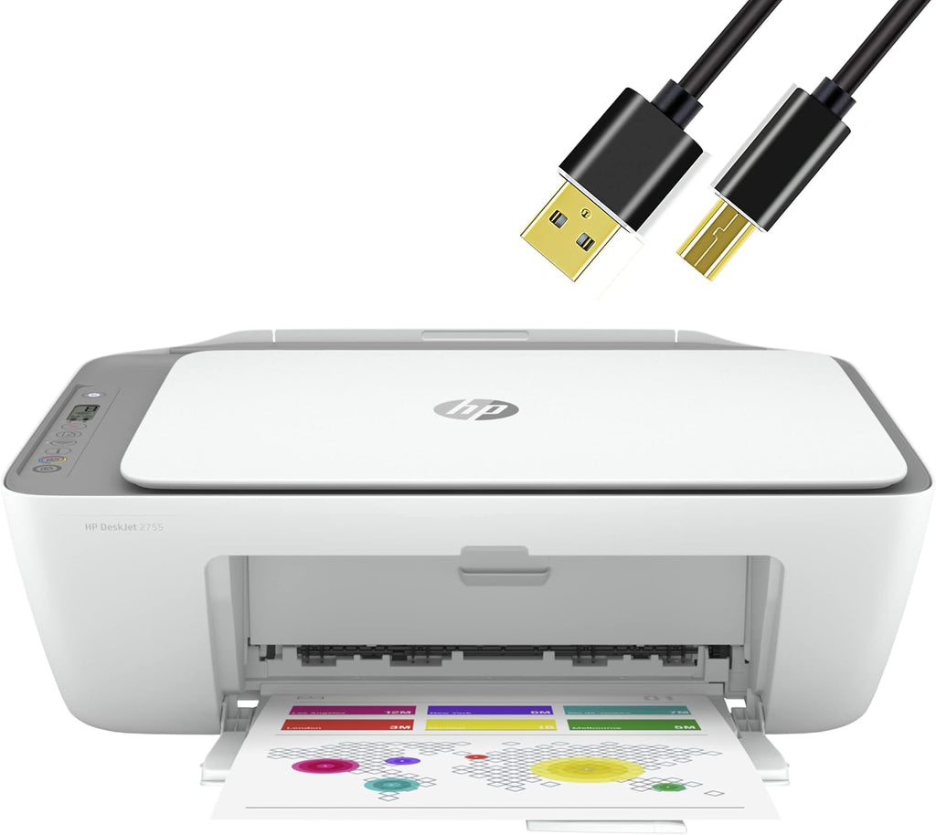H-P All-in-One Wireless Color Inkjet Printer, Print, Copy, Scan, Wireless USB Connectivity Mobile Printing with NeeGo 6 Feet Printer Cable