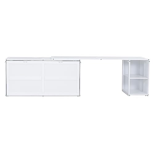 Merax Queen Murphy Bed with Rotable Desk, Storage Shelves, Grey W17874