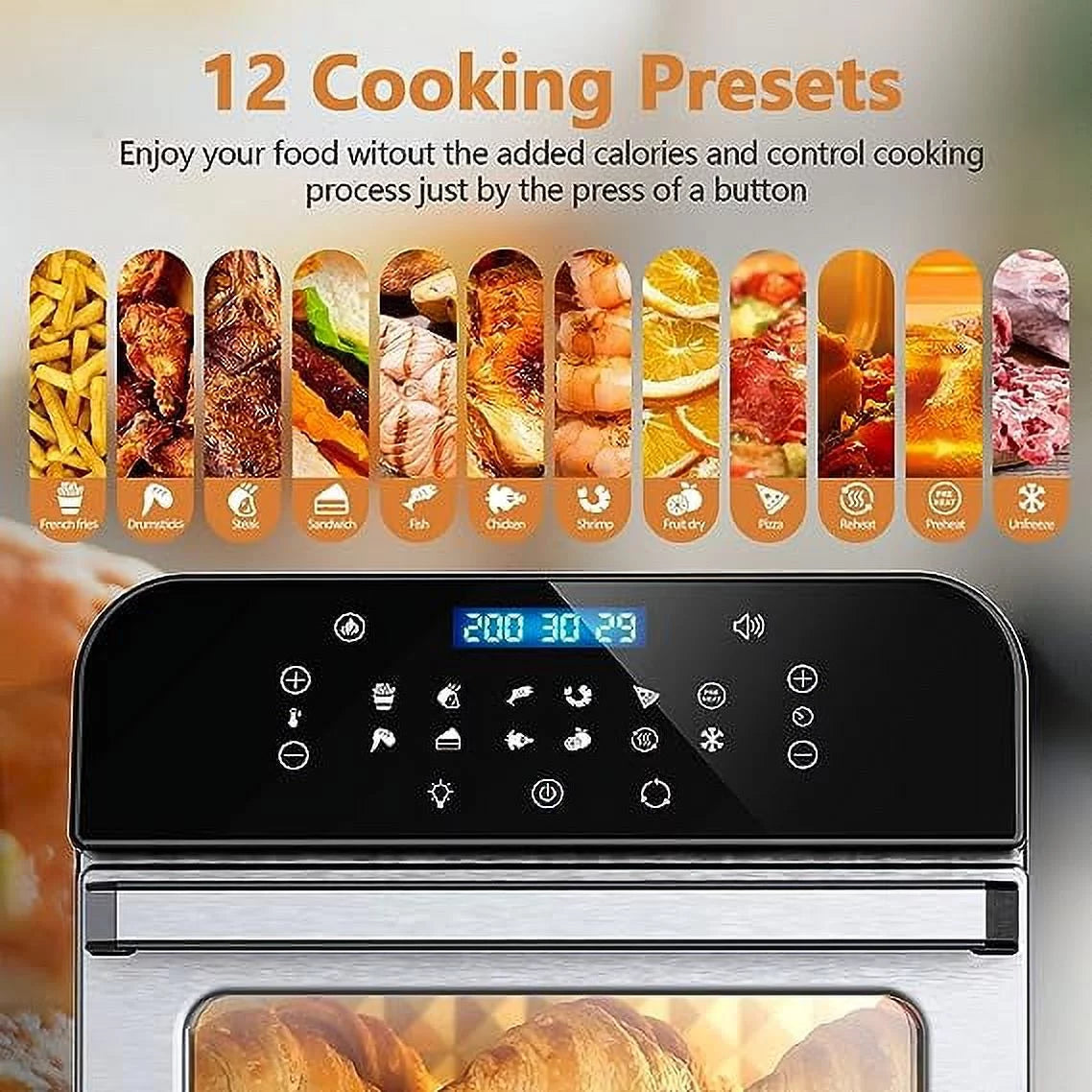 Whall Air Fryer Oven 12QT 12-in-1 Convection Oven Silver Y875