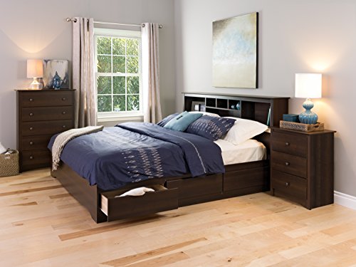 Prepac Sonoma Tall Nightstand with 3 Drawers, Black Q28004