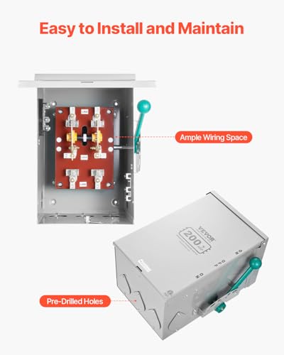 VEVOR 200A Generator Transfer Switch, 48000W Manual Double-Throw, 120/240V, NEMA 3R O290
