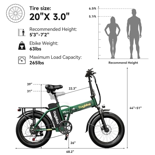 Folding Electric Bike 1000W 48V 20AH Removable Battery 20" Fat Tire for Adults C847123